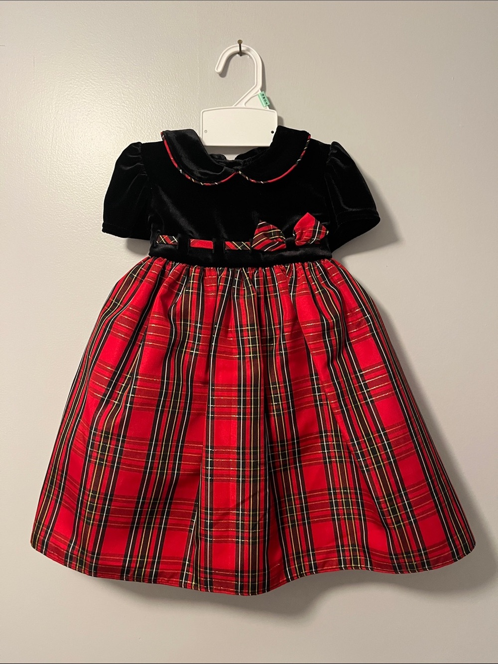 Good Lad Red Plaid & Black Velvet Holiday Dress
